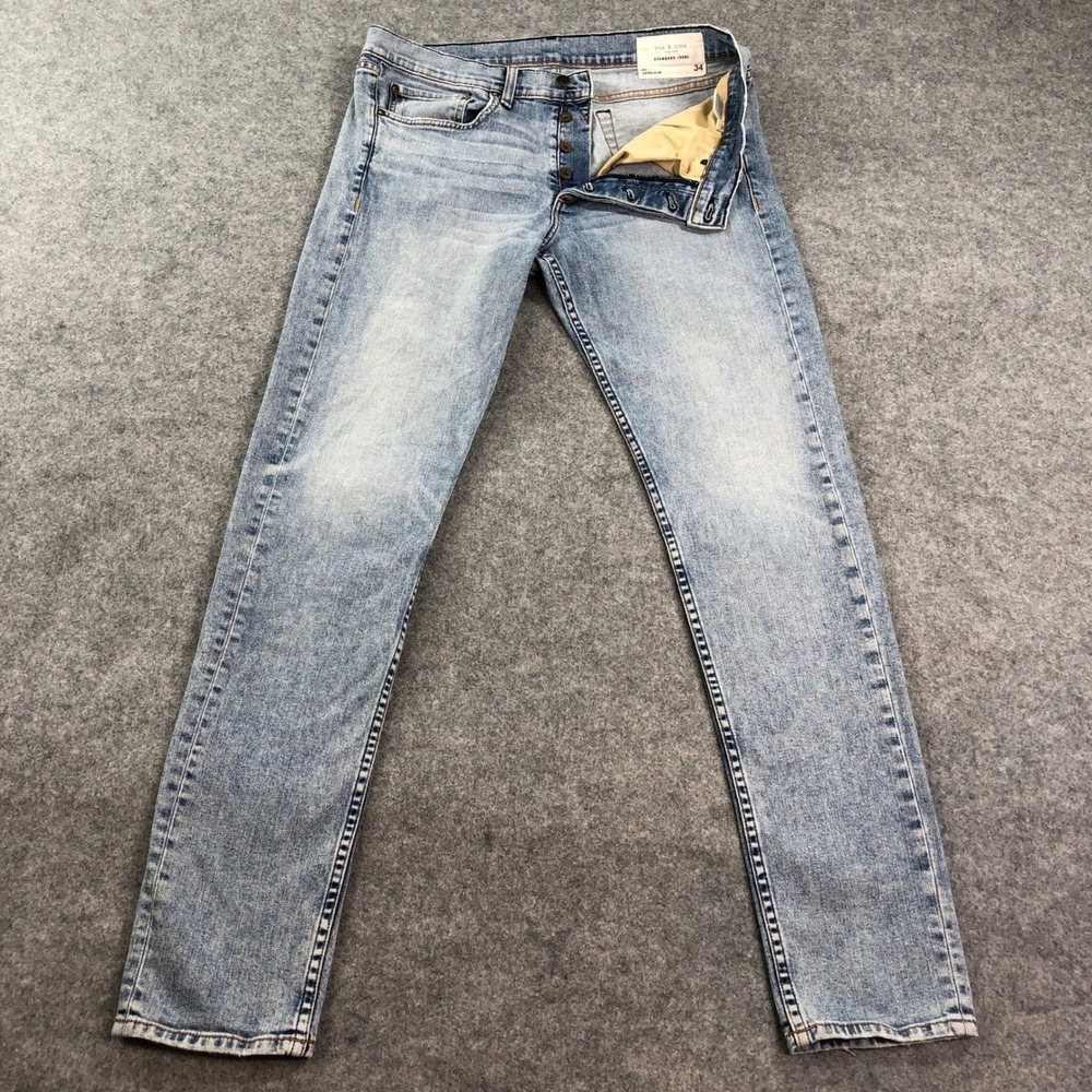 rag & bone Mens Slim Jeans 34 Double Up Extra Slim Fit Light Wash Made in USA